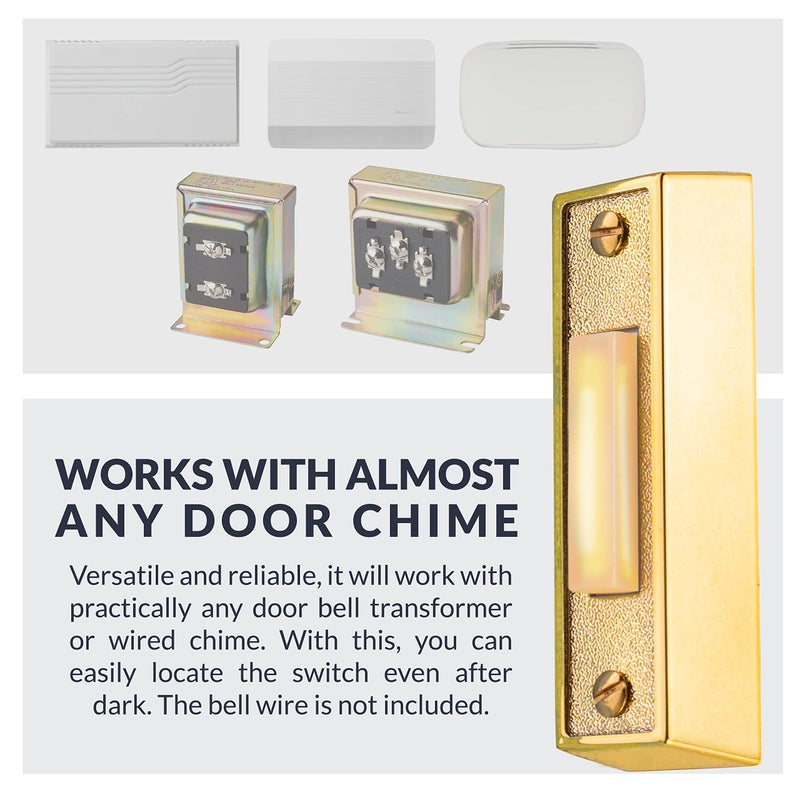 Newhouse Hardware BT2BL Lighted Doorbell Button, 1-Pack, Brass - Image 4